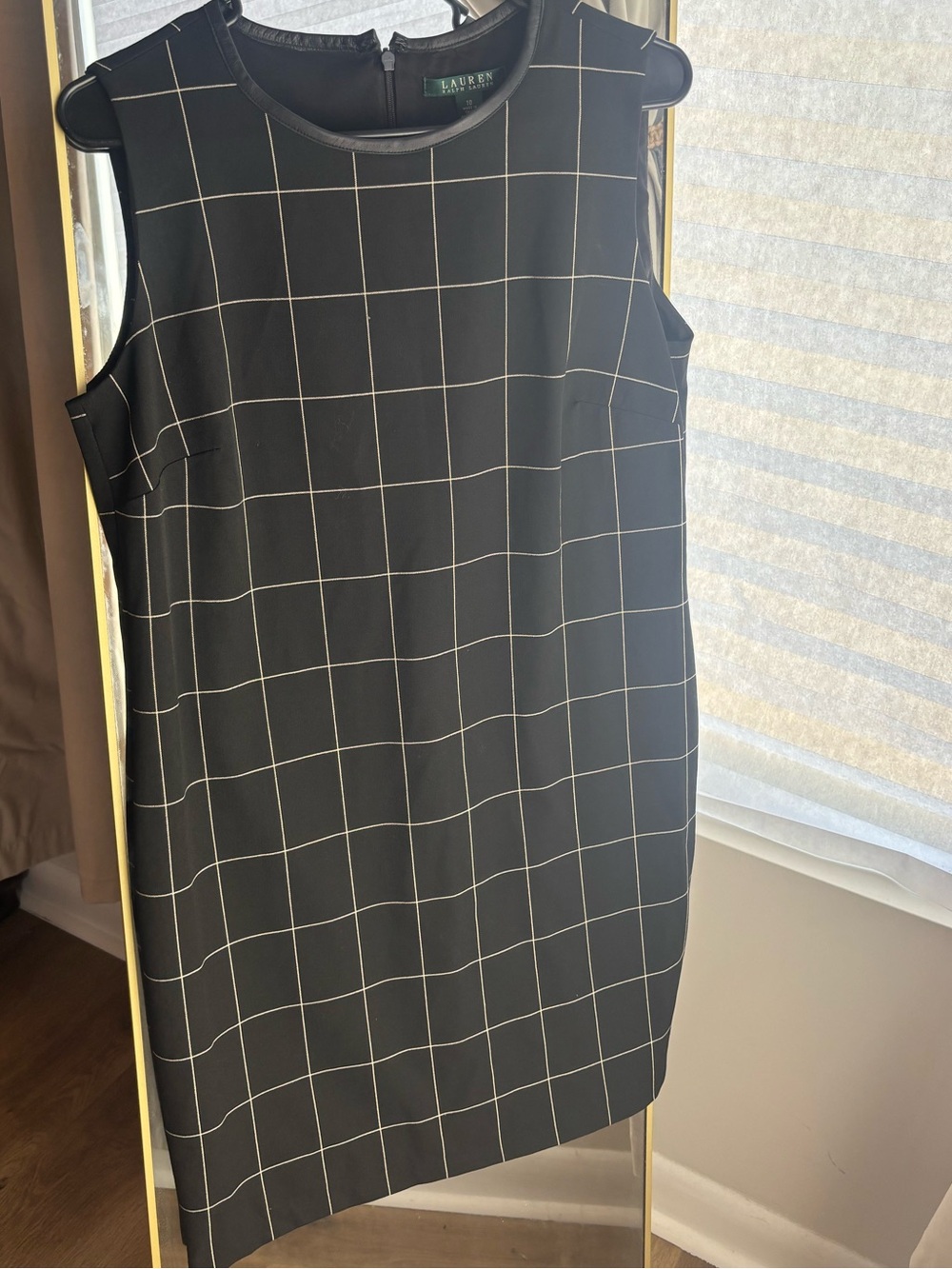 Ralph Lauren Black Windowpane Midi Shift Dress